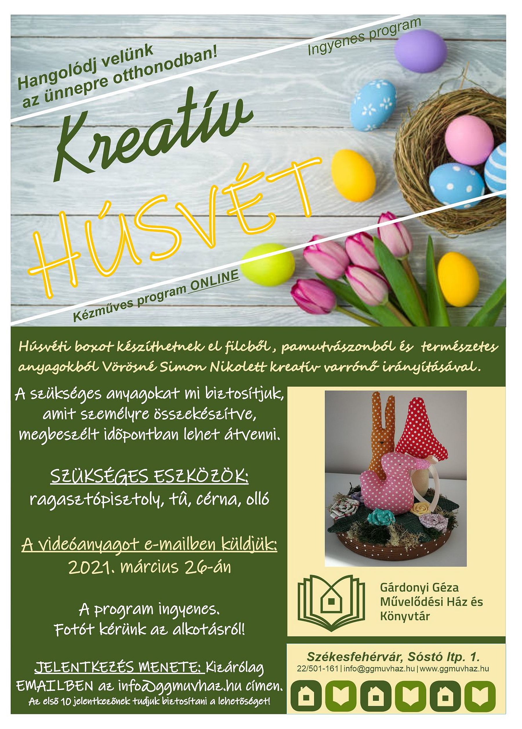 Online húsvéti kreatív foglalkozásra hív a Gárdonyi Géza Művelődési Ház és Könyvtár